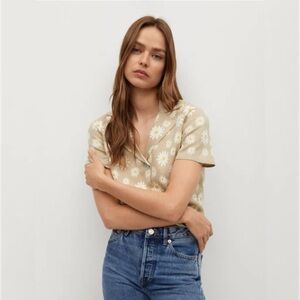 Mango Floral-Print Knit Cardigan